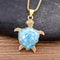 Colorful Crystal Turtle Pendant Necklace With Zircon Shell For Women Beach Jewelry 2