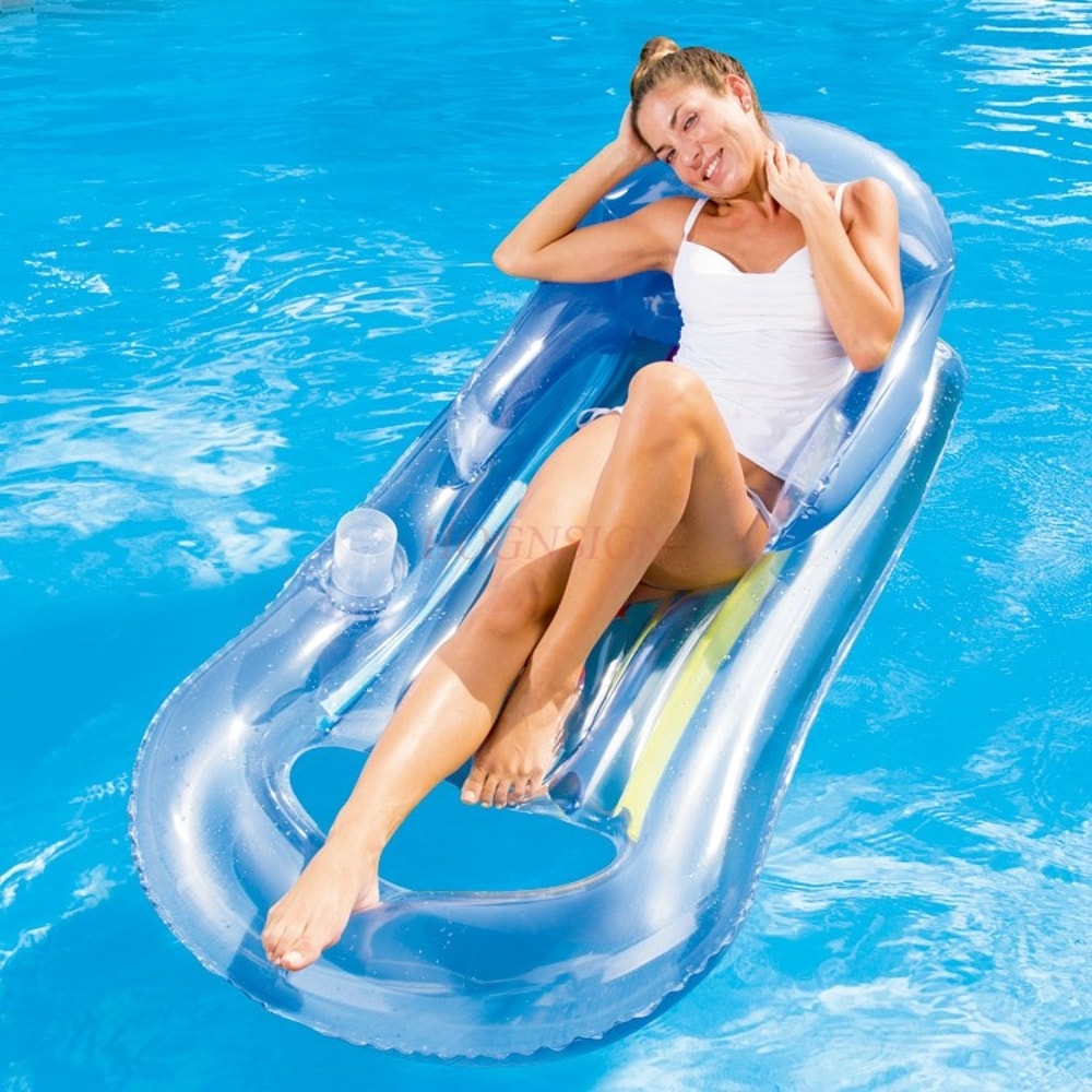 Inflatable Pool Float Recliner With Backrest Floating Lounge Chair For Beach Pool 5