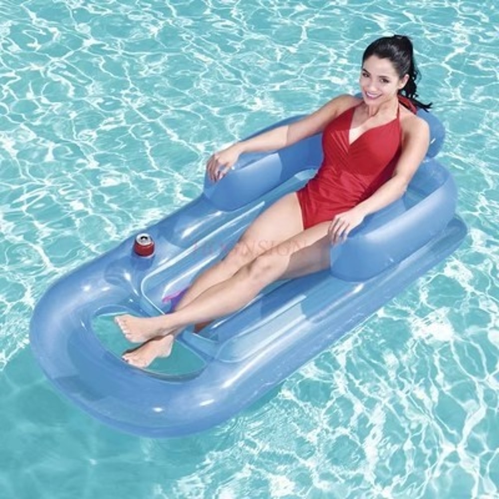 Inflatable Pool Float Recliner With Backrest Floating Lounge Chair For Beach Pool 6