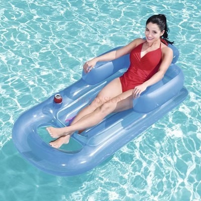 Inflatable Pool Float Recliner With Backrest Floating Lounge Chair For Beach Pool 6