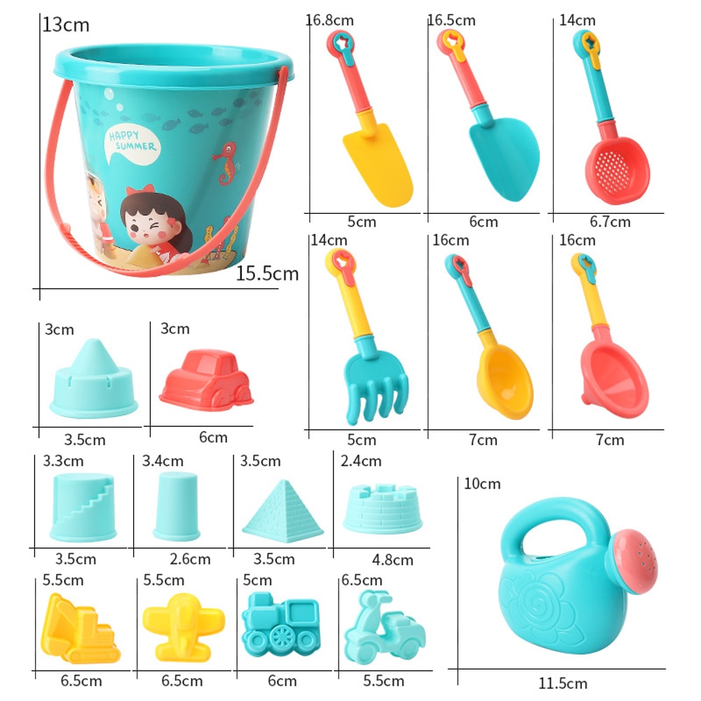 Kids Beach Sand Toy Set With Bucket And Shovel For Toddlers Summer Water Play 6