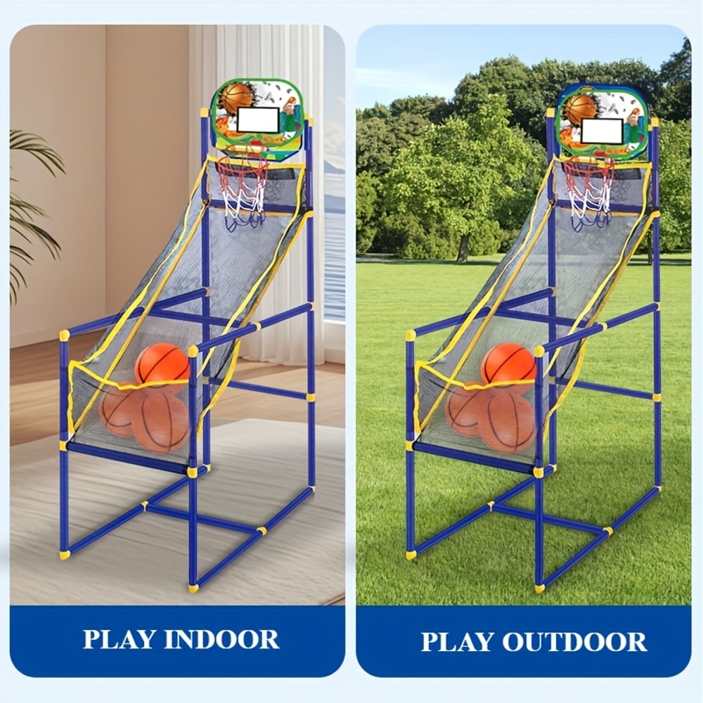 Kids Arcade Basketball Game Set Indoor Outdoor Hoop With Balls Pump 2