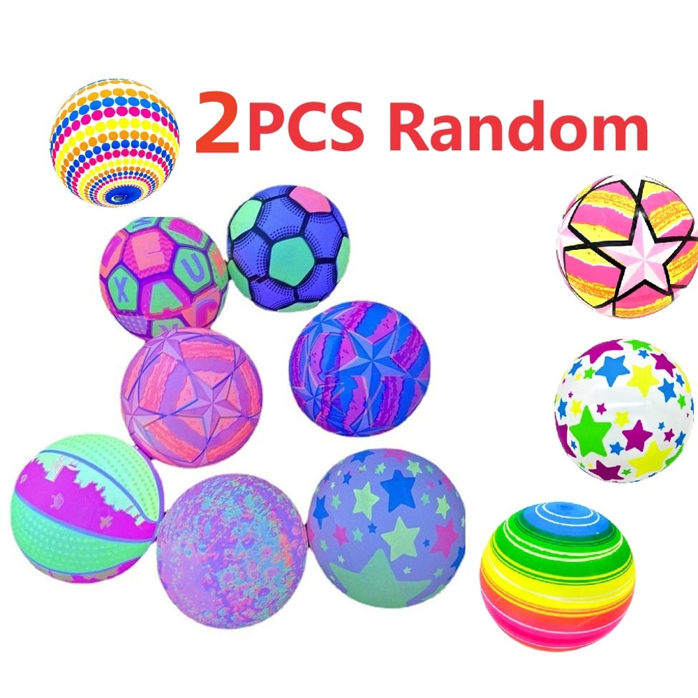 Elastic Rainbow Sensory Ball Set Soft Bouncy Stress Relief Toy For Kids Indoor Outdoor Play 5