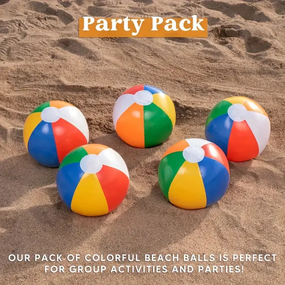 Inflatable Beach Ball Set For Kids Colorful Pool Party Water Play Toy 2