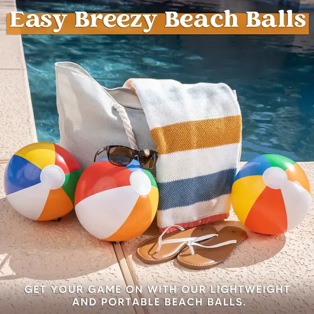 Inflatable Beach Ball Set For Kids Colorful Pool Party Water Play Toy 5