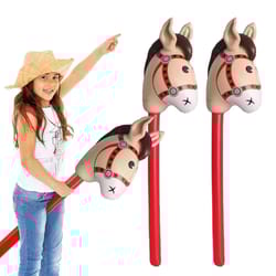inflatable horse head stick toy for kids cowboy party & farm theme fun