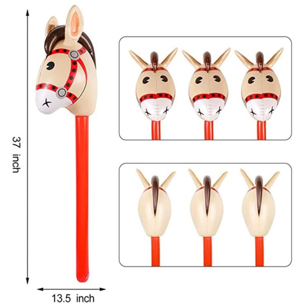 Inflatable Horse Head Stick Toy For Kids Cowboy Party Farm Theme Fun 5