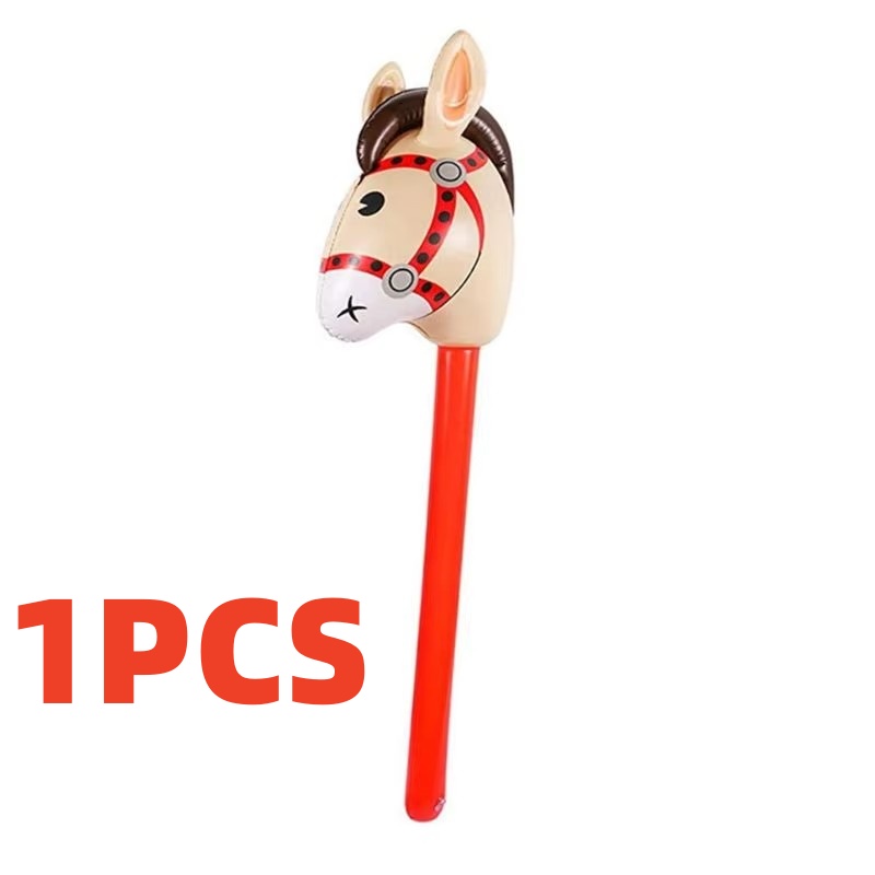 Inflatable Horse Head Stick Toy For Kids Cowboy Party Farm Theme Fun 3