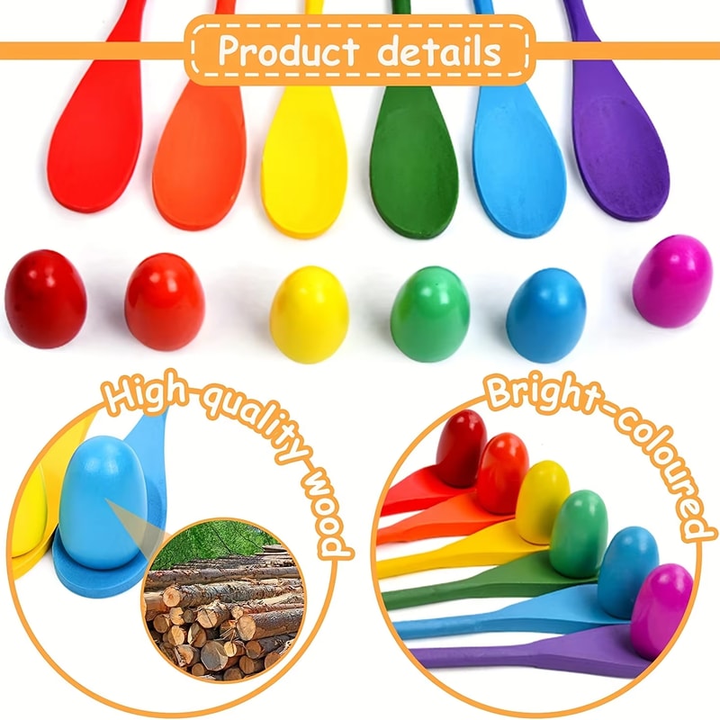 Wooden Spoon Balance Training Toy Egg Race Game for Kids Outdoor Fun