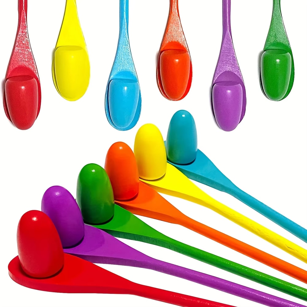 Wooden Spoon Balance Training Toy Egg Race Game for Kids Outdoor Fun