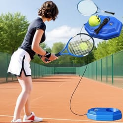 portable tennis rebound trainer set solo practice coach with elastic ball