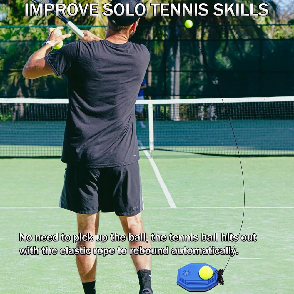 Portable Tennis Rebound Trainer Set Solo Practice Coach With Elastic Ball 2
