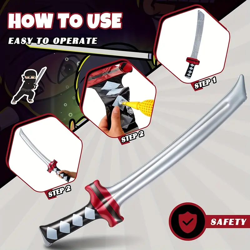 Inflatable Samurai Sword Toy Safe Inflatable Ninja Sword For Kids Cosplay And Parties 5