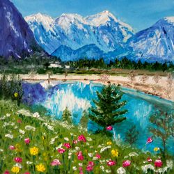 montana landscape with a lake original oil painting