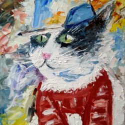 Cat painting  Animal fine art Original oil painting