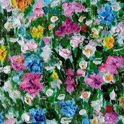 aceo flower meadow miniature oil painting original art