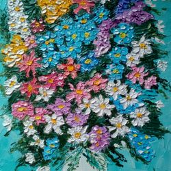 spring bouquet original oil painting floral art home decor
