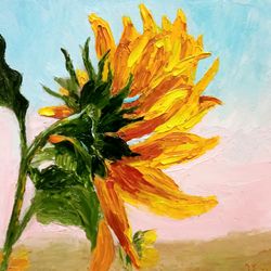 sunflower in the wind original oil painting flowers art