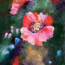 evening poppies flowers oil painting red flowers fine art wall decor original art