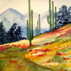 Arizona landscape painting Original watercolor art