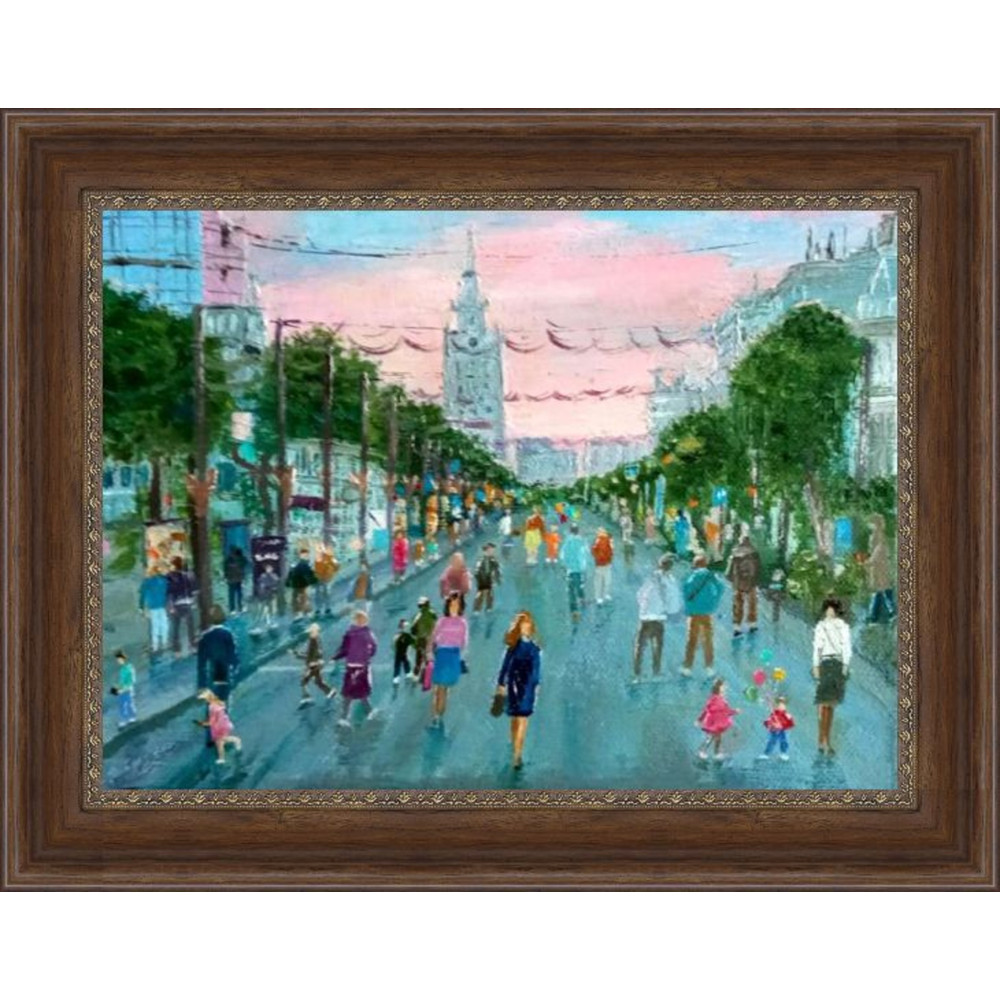 A City Of People Original Oil Painting On Canvas 2
