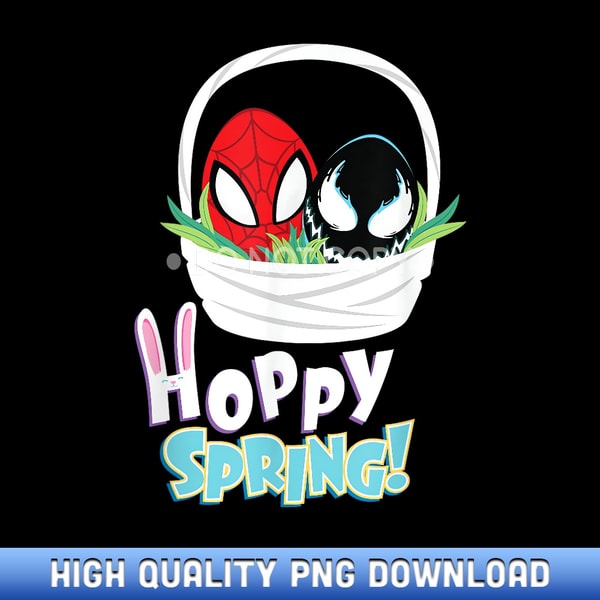 Marvel Spider-Man and Venom Eggs Hoppy Spring Easter Basket - Instant Access Sublimation Designs