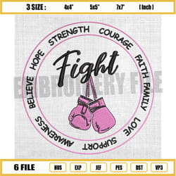 fight breast cancer boxing gloves embroidery