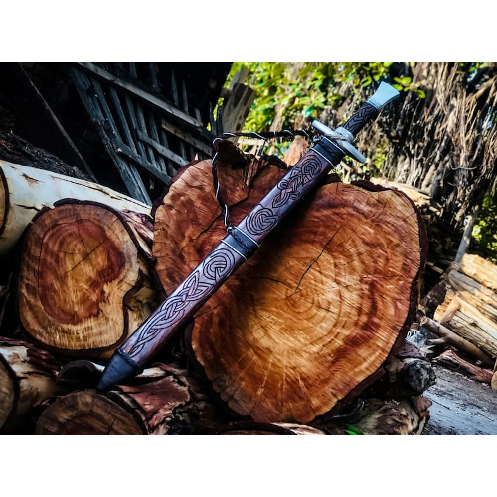 Custom Hand Forged Damascus Steel Viking Sword Battle Ready Sharp Medieval Swords With Leather Shea 1