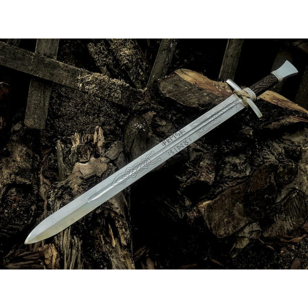 Custom Hand Forged Damascus Steel Viking Sword Battle Ready Sharp Medieval Swords With Leather Shea 2