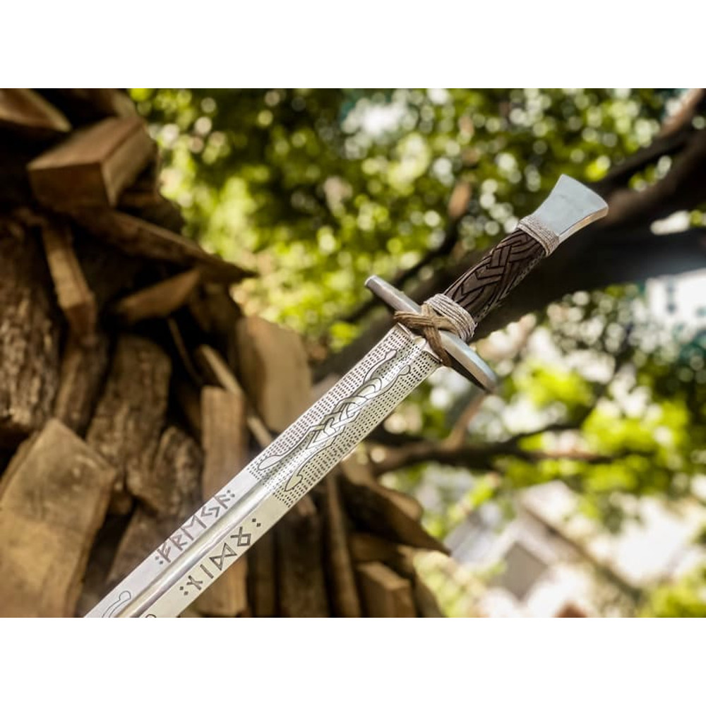 Custom Hand Forged Damascus Steel Viking Sword Battle Ready Sharp Medieval Swords With Leather Shea 3