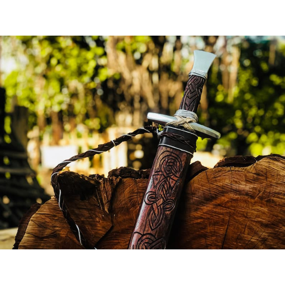 Custom Hand Forged Damascus Steel Viking Sword Battle Ready Sharp Medieval Swords With Leather Shea 4
