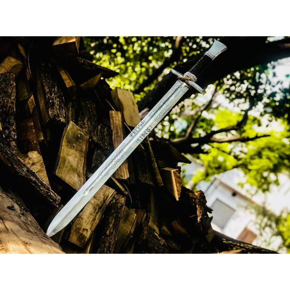 Custom Hand Forged Damascus Steel Viking Sword Battle Ready Sharp Medieval Swords With Leather Shea 5