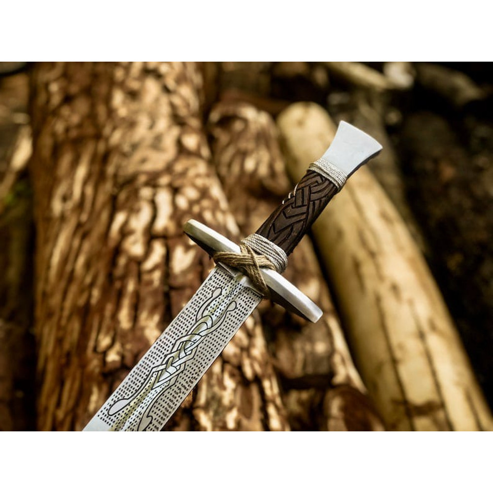 Custom Hand Forged Damascus Steel Viking Sword Battle Ready Sharp Medieval Swords With Leather Shea 6