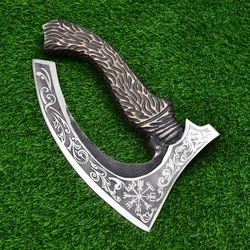 medival pizza cutter axe / slicer axe / hand forged viking cutter axe / small food axe / warrior tool axe / custom forge
