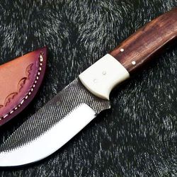 beautiful fixed blade knife 8" inches, pine cone handle, hand forged skinner knife, person