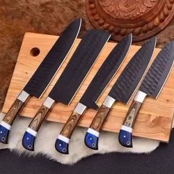 Handmade KNIFE SET, Kitchen Knive Set, Chef Knife Set, Steel Knife Set, Best Handmade Steel Knife Set With Leather Roll
