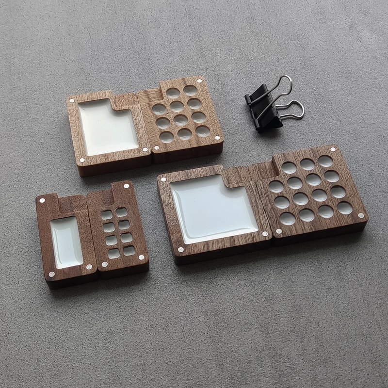 Set Of 3 Watercolor Wooden Palettes GO DRAW 0