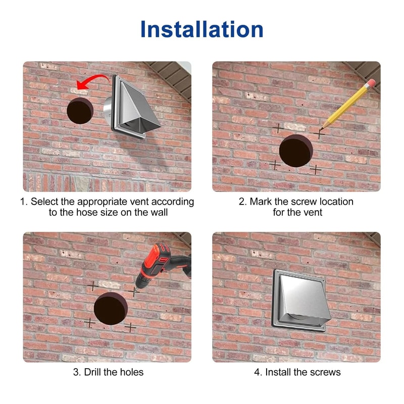 Outdoor Stainless Steel Dryer Vent Cover Weatherproof Vent Protection For Kitchen Bath 2