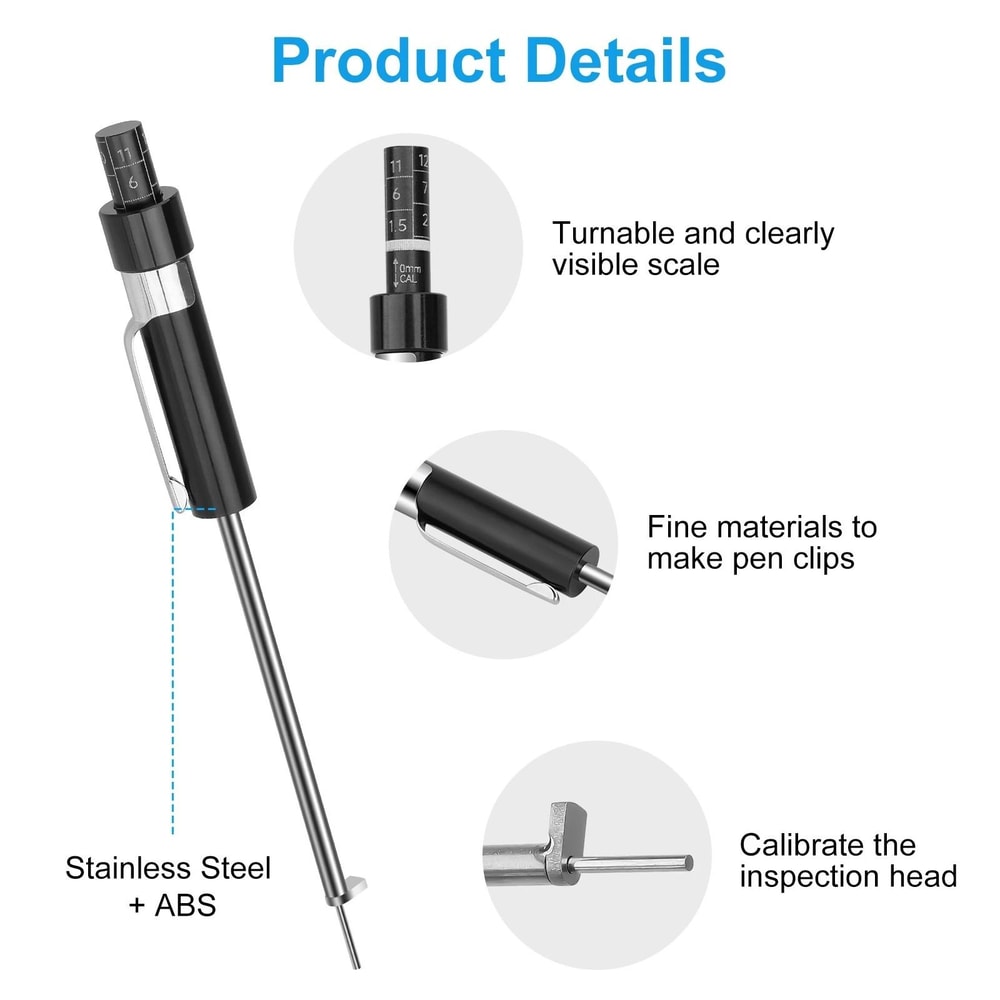 Car Brake Pad Thickness Gauge Measuring Tool Scale Detection Durable Pen Base Plate Brake System Cl 5