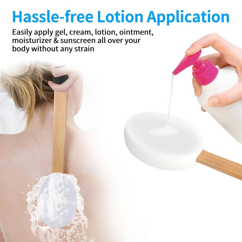 Lotion Applicator With Long Handle Back Massager For Even Lotion Application Skin Cream 4