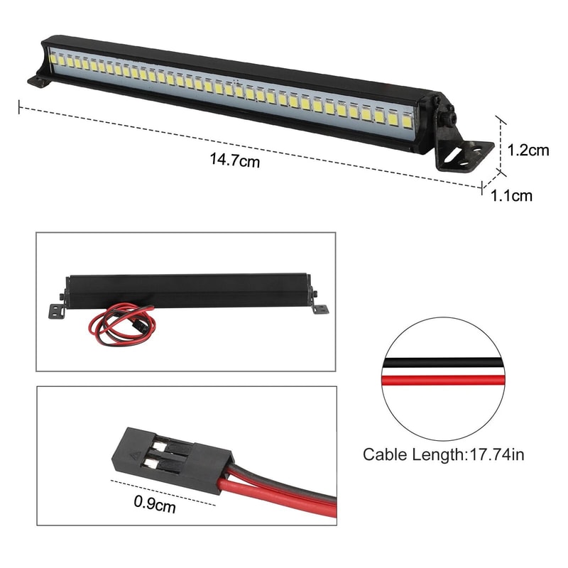 HighPerformance Roof Mount Light Bar Super Bright LED Low Power For RC Crawlers 1
