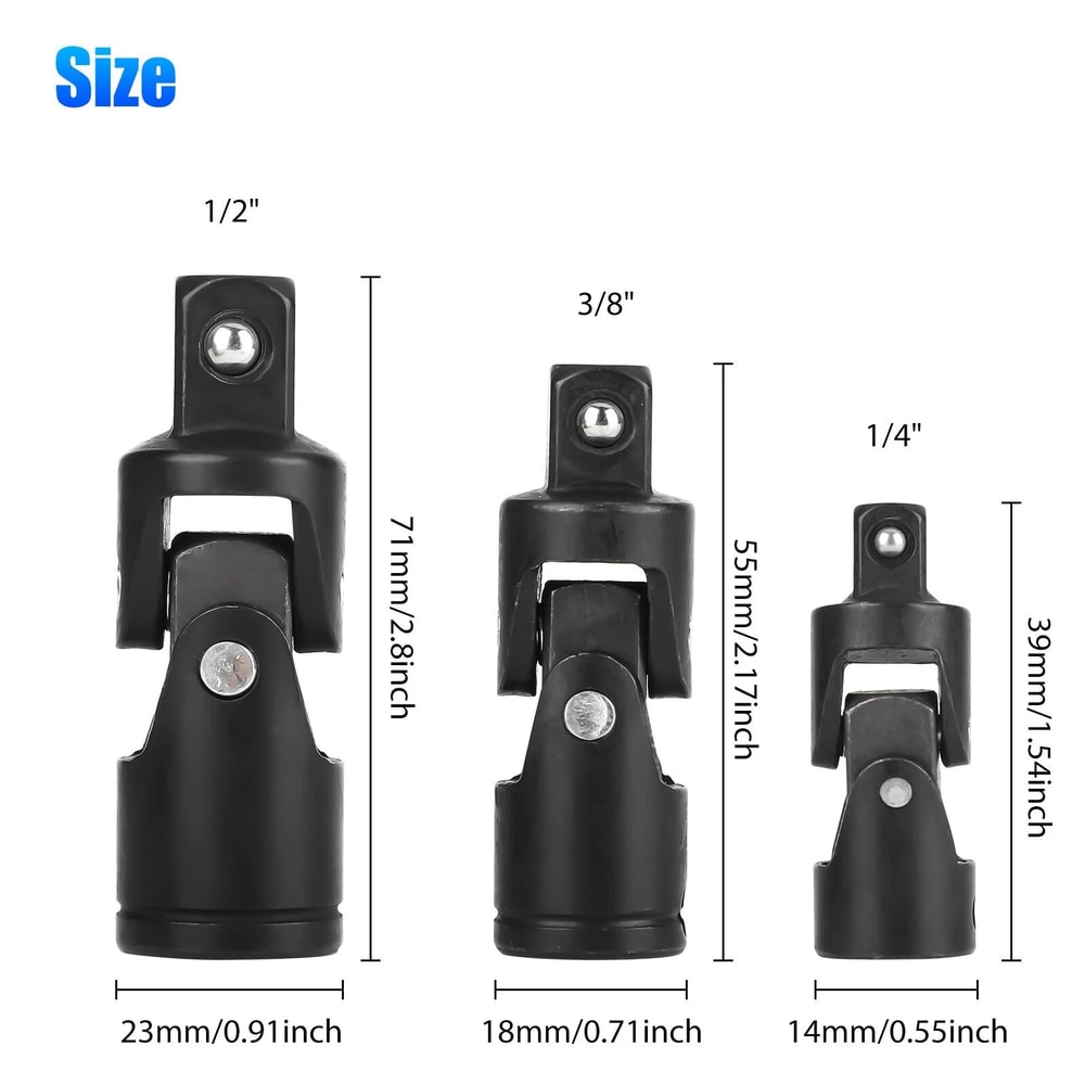 Swivel Impact Universal Joint Socket Set MultiSize Chrome Vanadium Steel 1