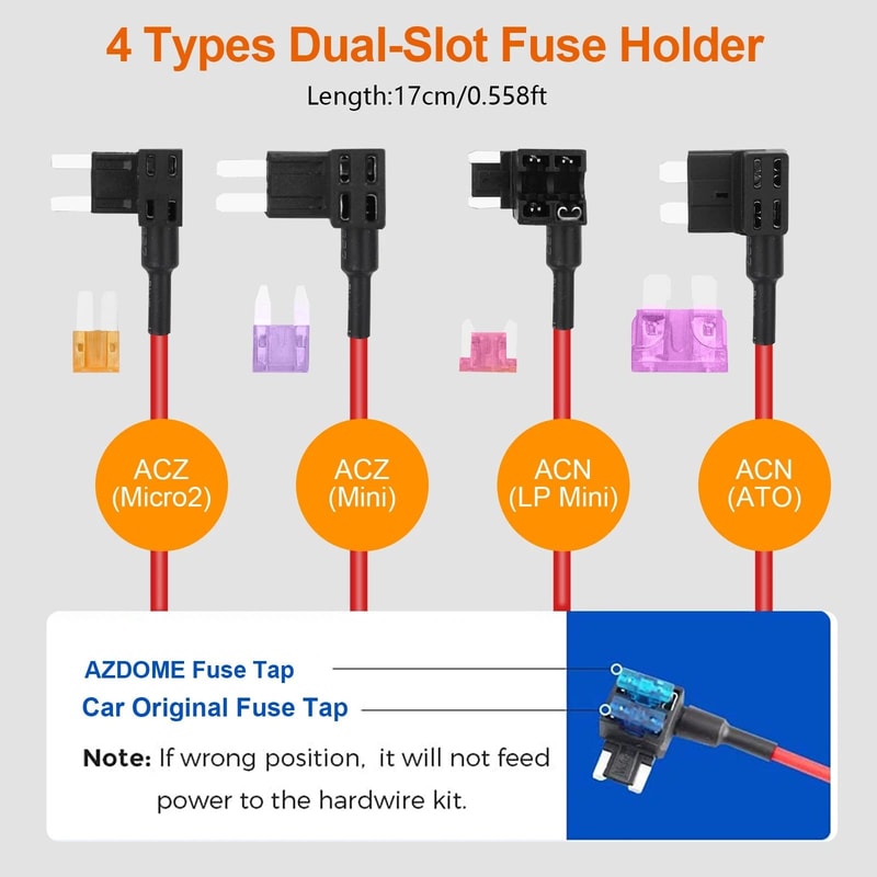 Dash Cam Hardwire Kit Type C Connector Car Power Fuse Low Voltage Protection 4