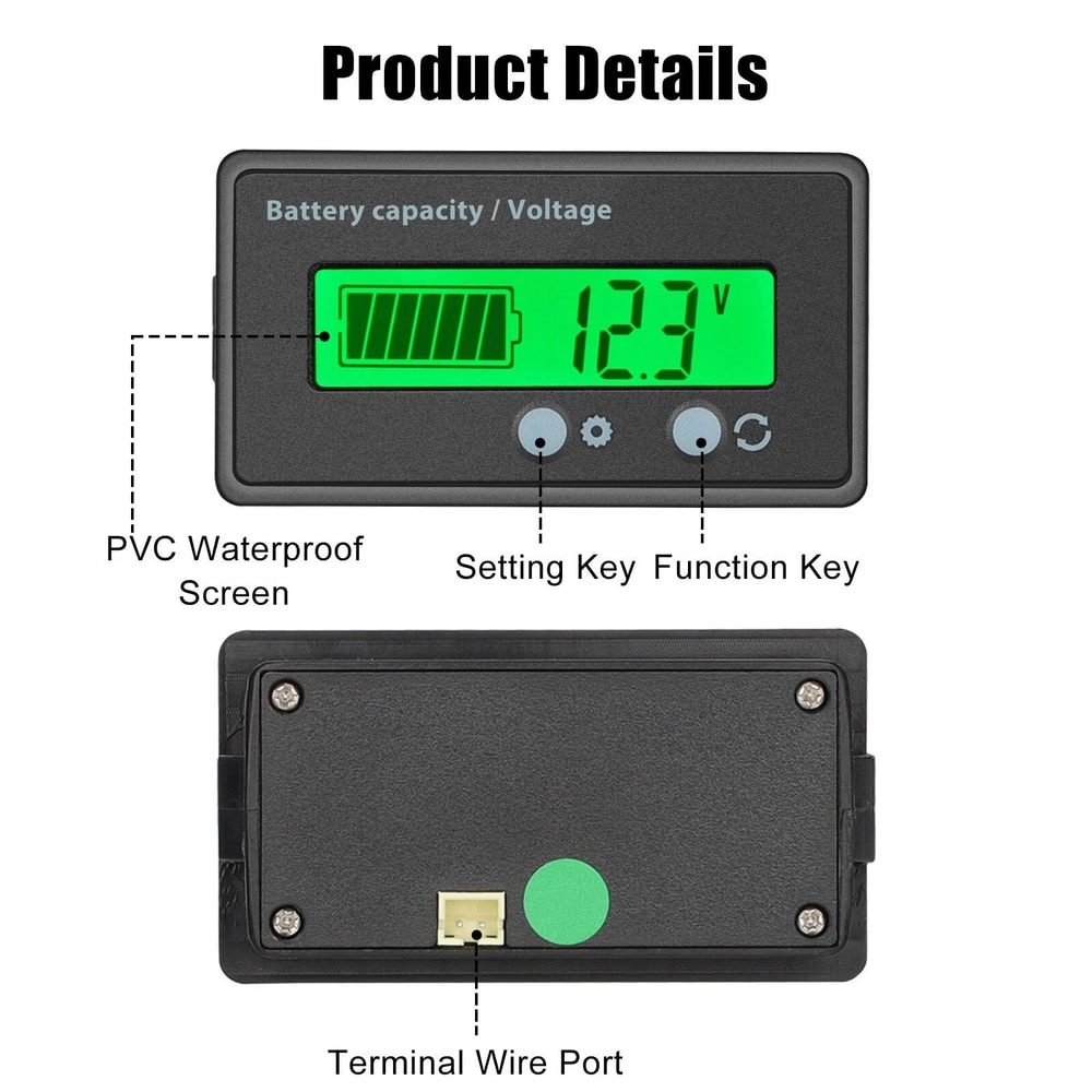 Digital Voltage Monitor Waterproof LCD Battery Status Meter 6