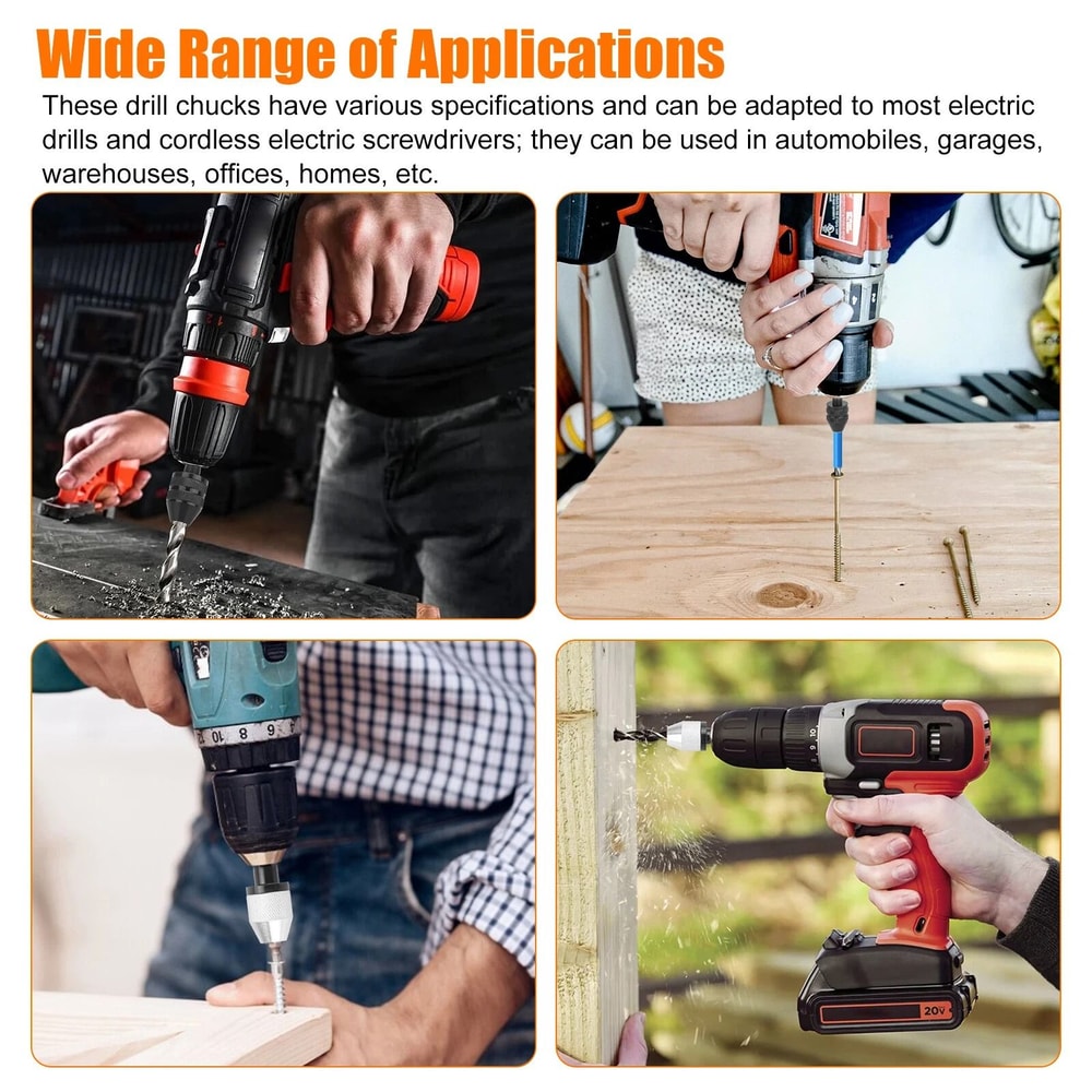 Keyless Drill Chuck Shank Hex Adapter Quick Change Drill Bit Converter 3