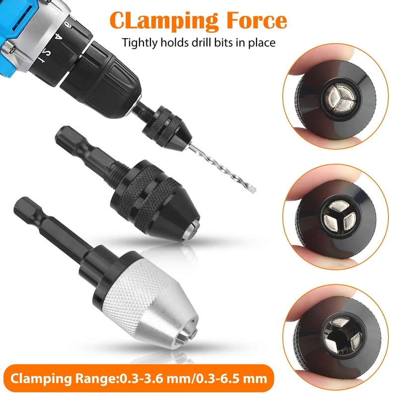 Keyless Drill Chuck Shank Hex Adapter Quick Change Drill Bit Converter 7