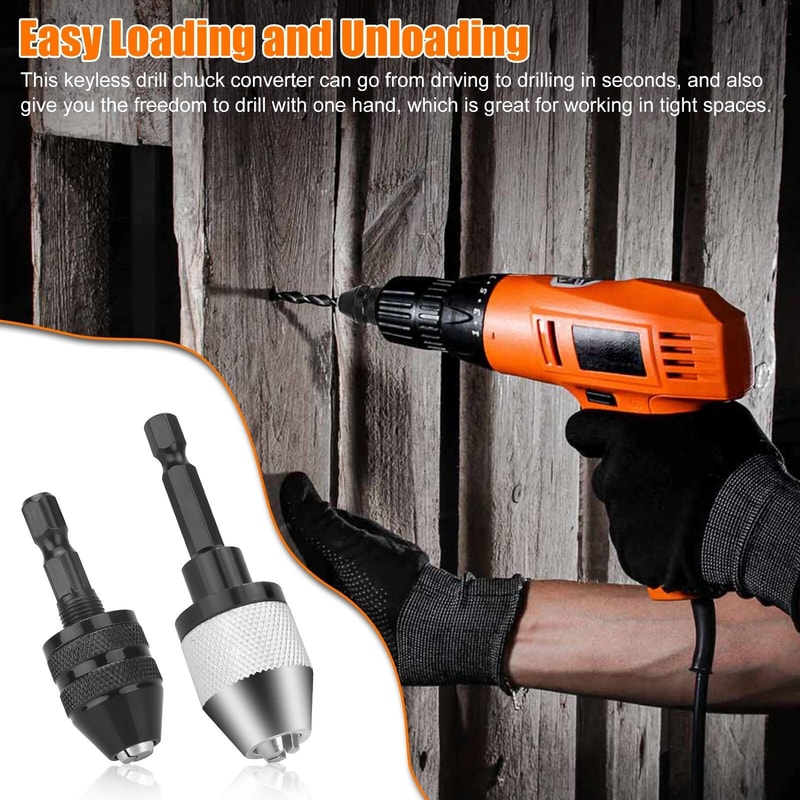 Keyless Drill Chuck Shank Hex Adapter Quick Change Drill Bit Converter 8