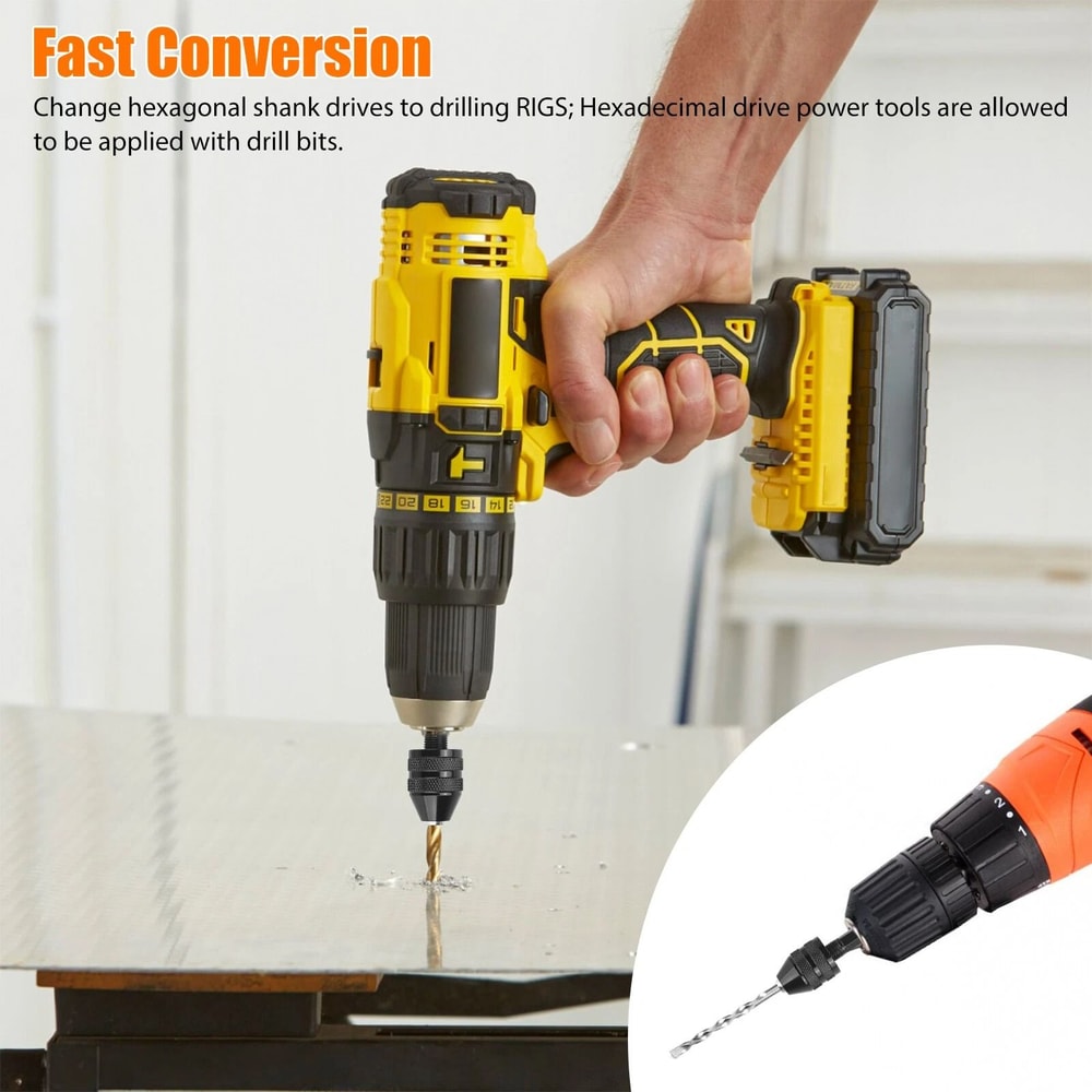 Keyless Drill Chuck Shank Hex Adapter Quick Change Drill Bit Converter 9