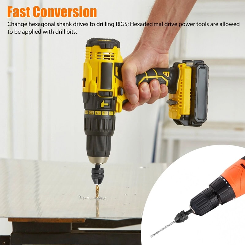 Keyless Drill Chuck Shank Hex Adapter Quick Change Drill Bit Converter 9