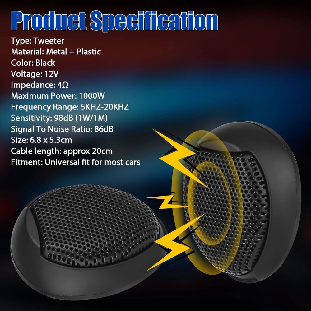 High Frequency Car Dome Tweeters Super Power Speakers Universal Fit 2